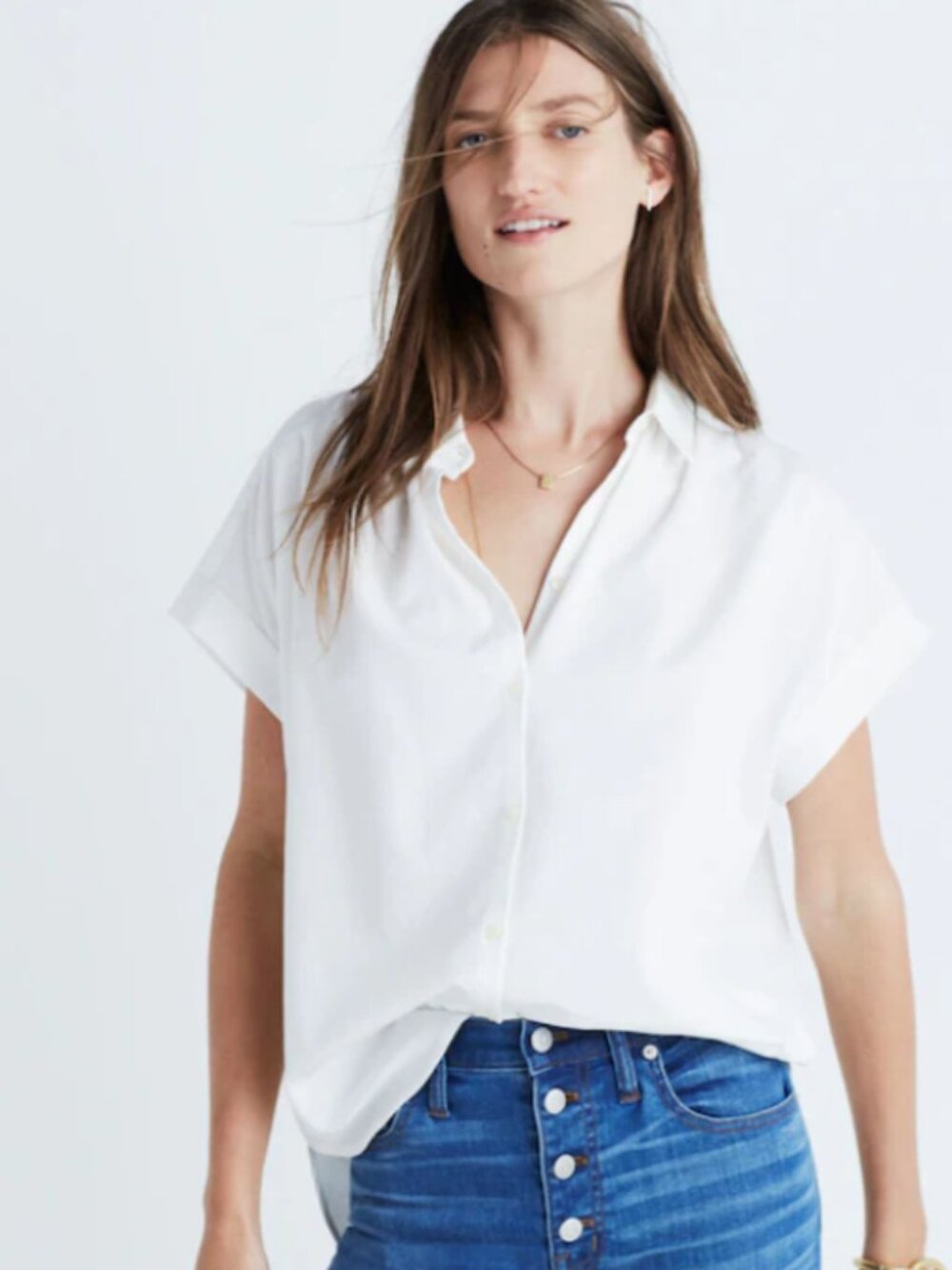Madewell White Short-Sleeved Button-Down Shirt - Size S NWOT